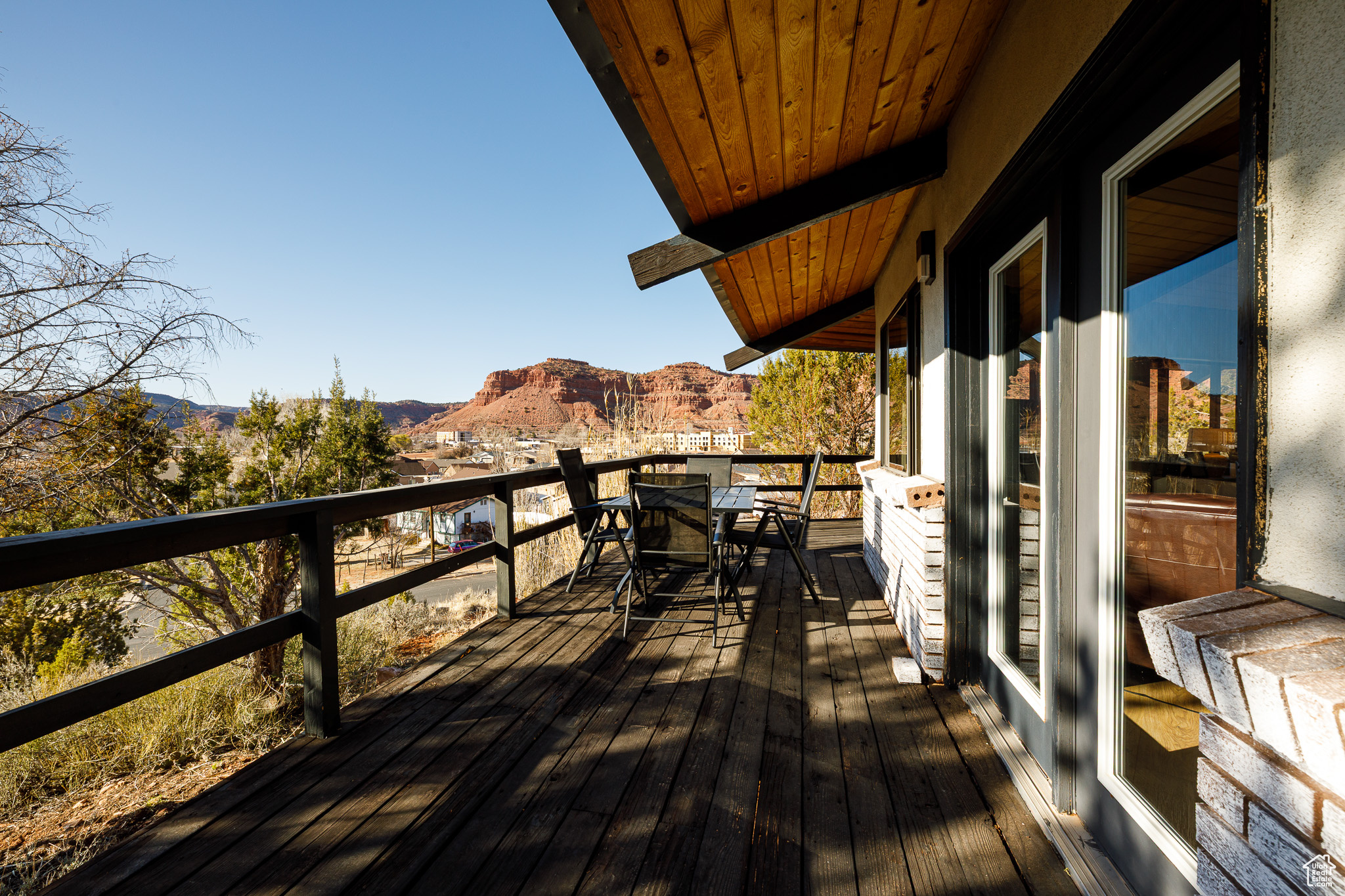 Deck featuring a mountain view
