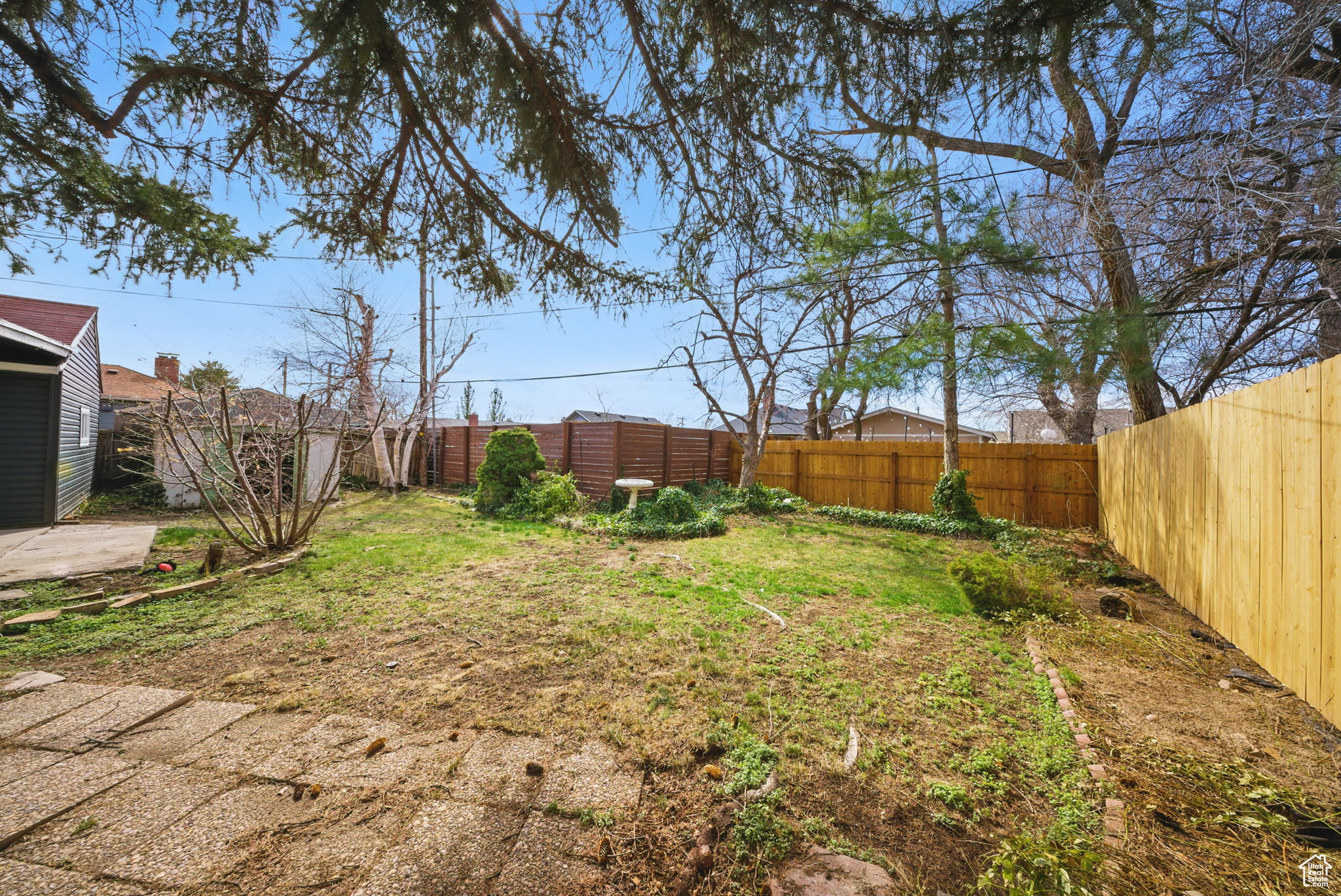 View of yard featuring a fenced backyard