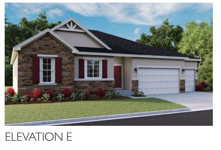 Craftsman-style house featuring a front yard, a garage, driveway, and stucco siding