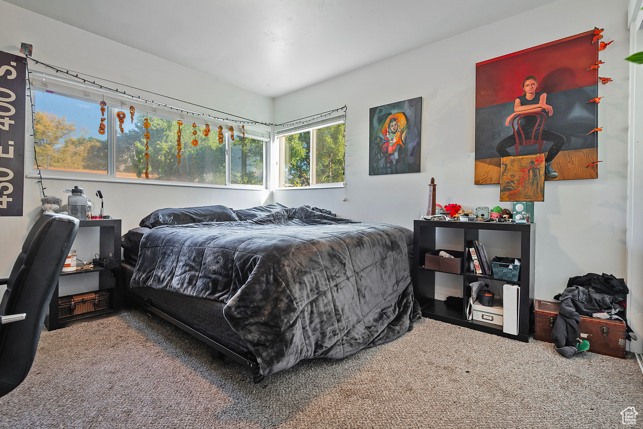 Bedroom with carpet flooring