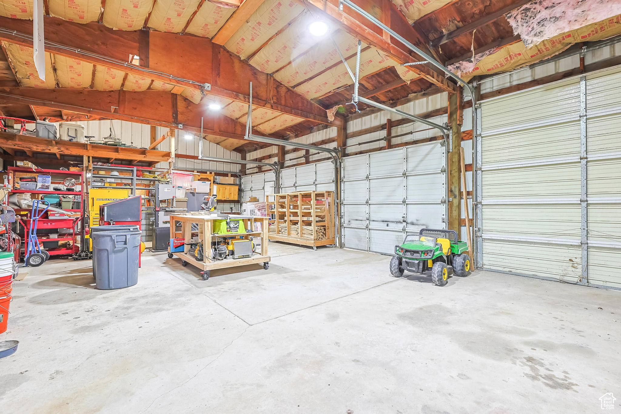 Garage with metal wall