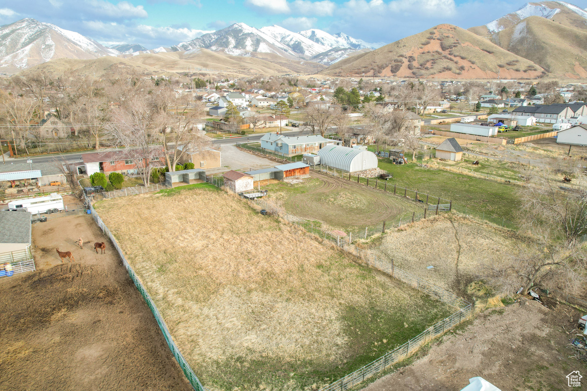 Drone / aerial view with a mountain view