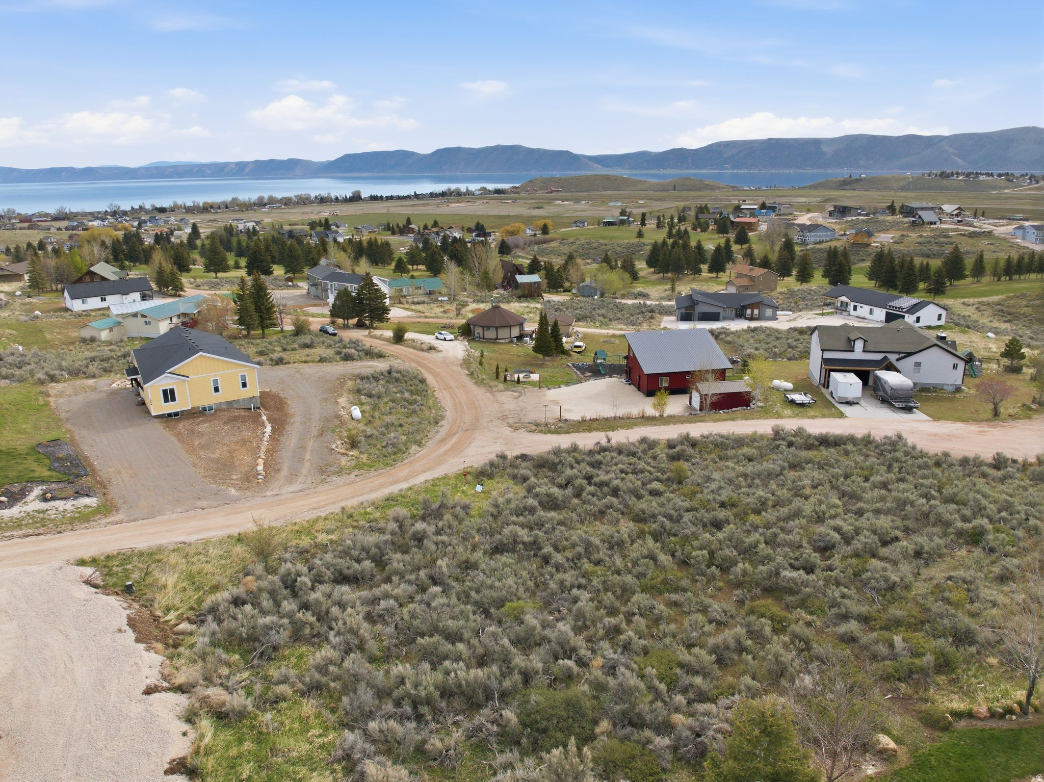 Drone / aerial view of a mountainous background
