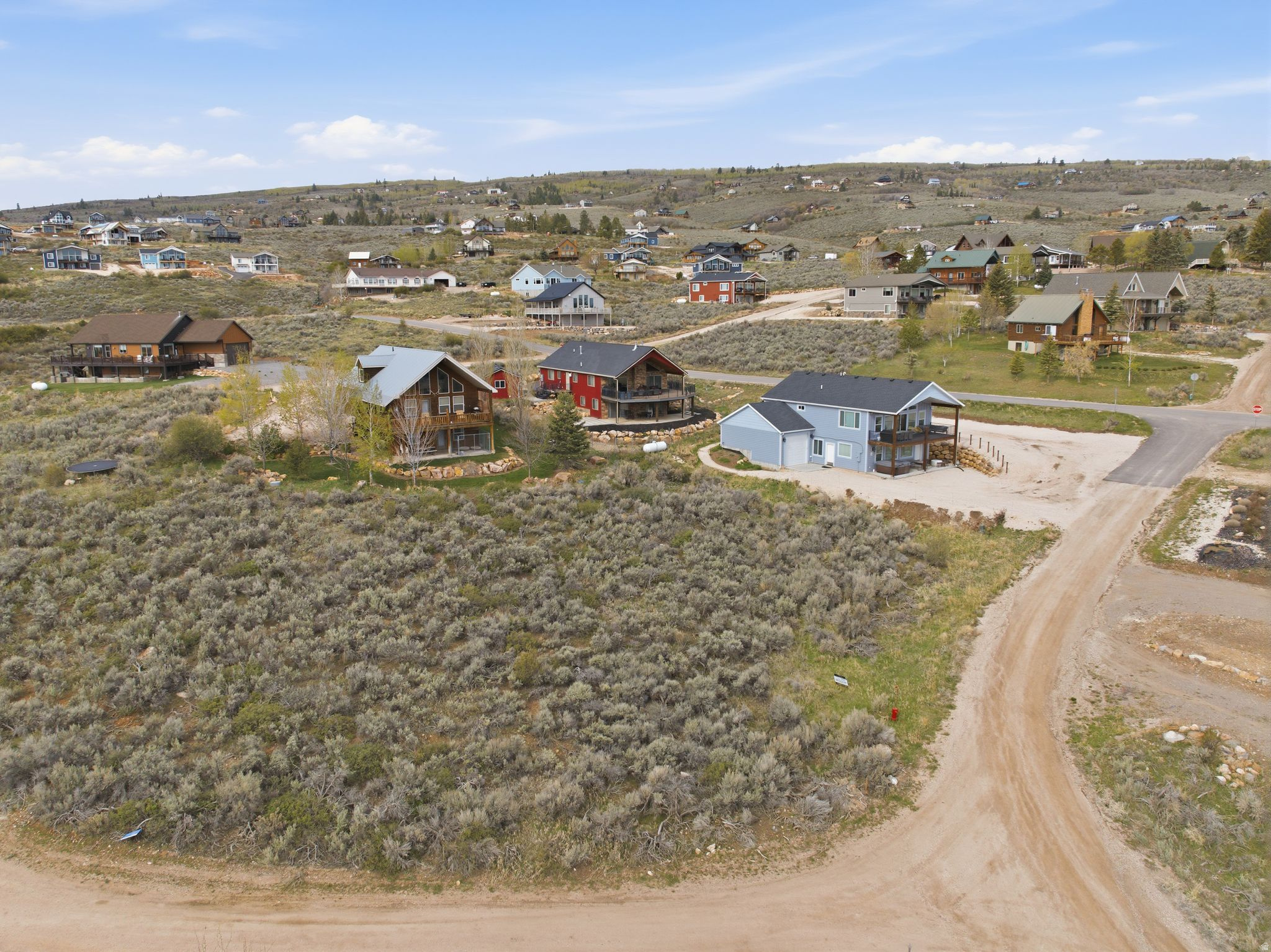 Aerial perspective of suburban area