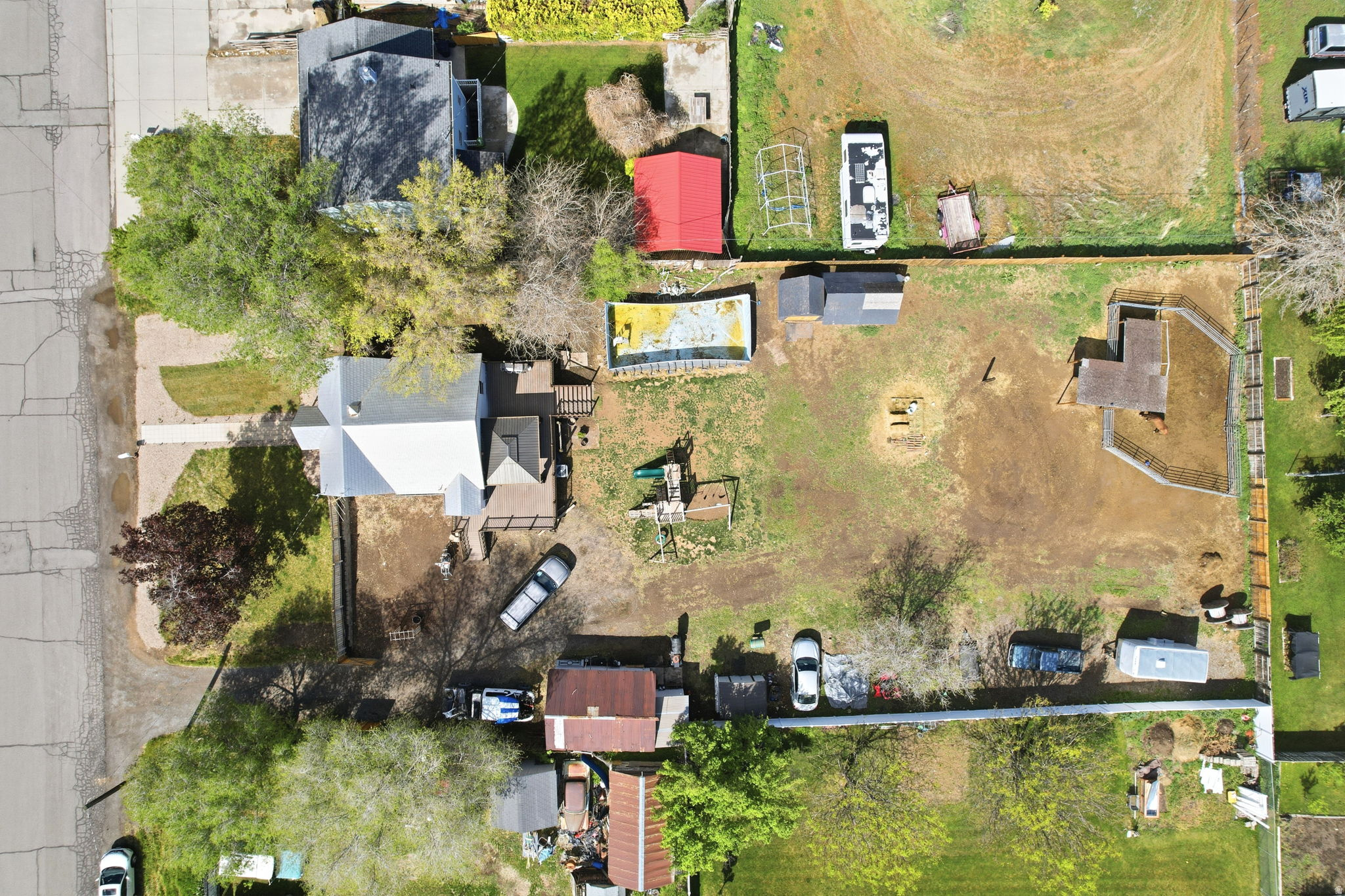 Aerial perspective of suburban area
