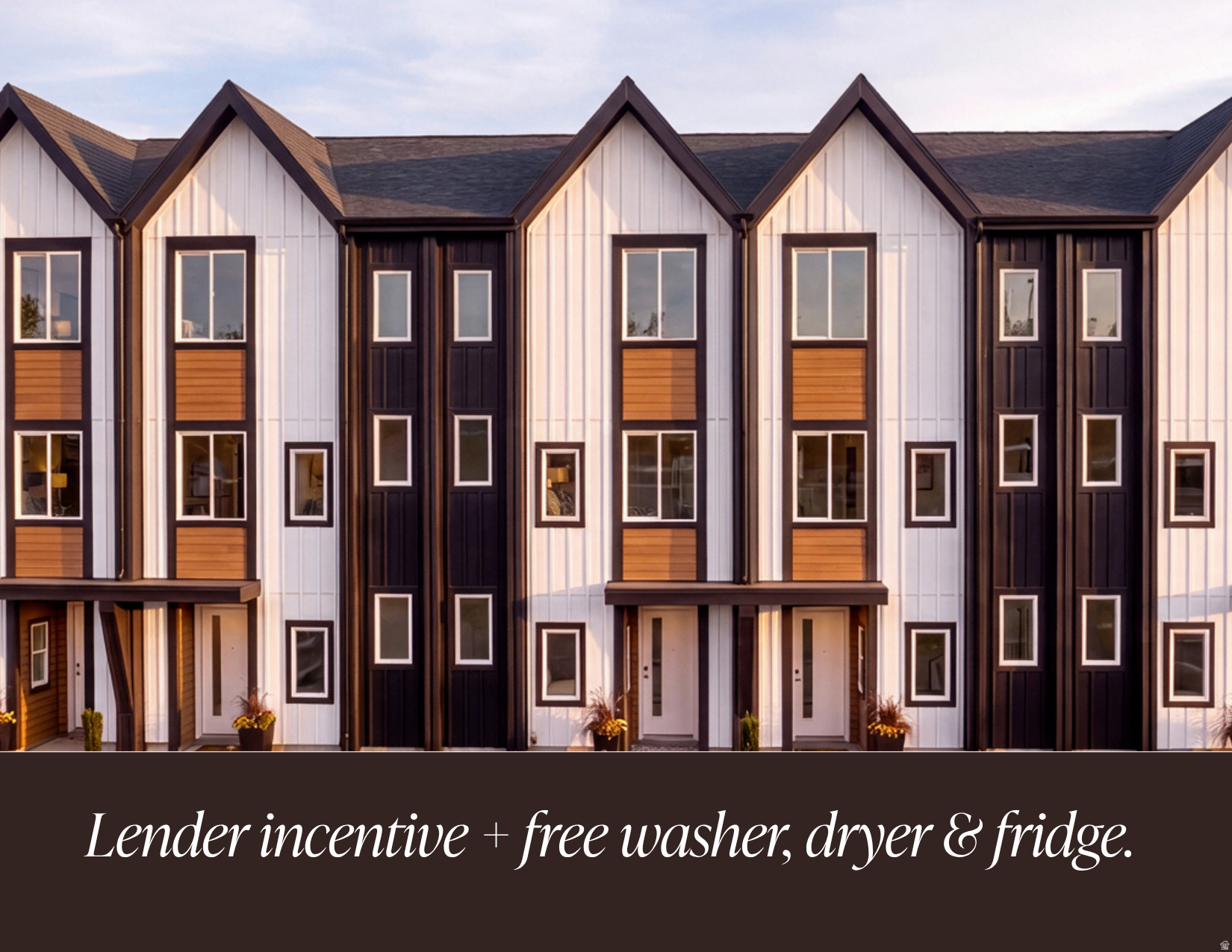 Promotional Advertisement. Highlighting financial incentives and appliance inclusions for property acquisition