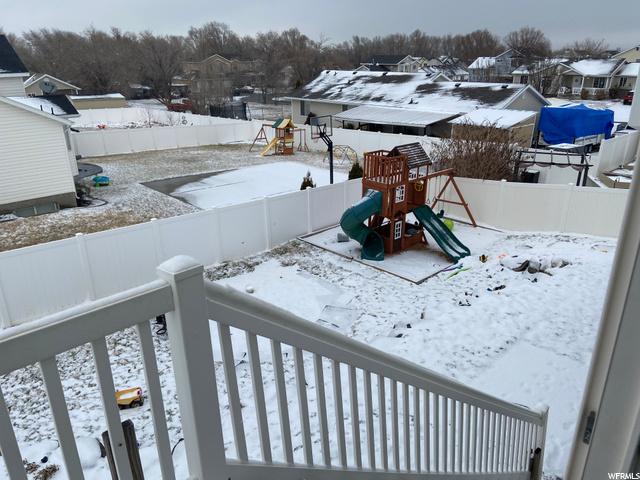 Back yard with playground area