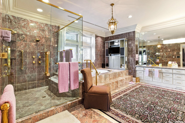 Main Bath with oversized shower and tub