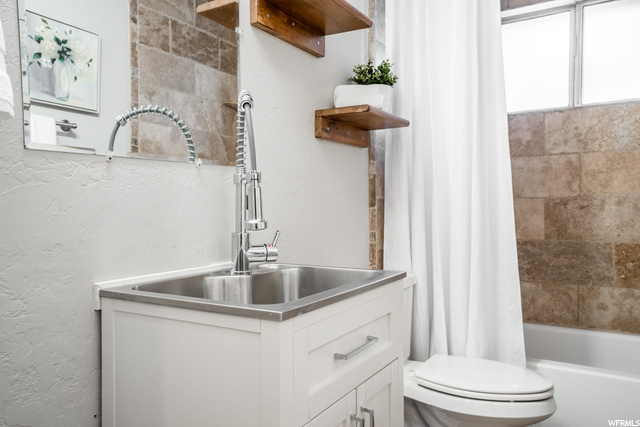 Bathroom has new vanity.