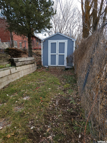 Shed located in the back yard