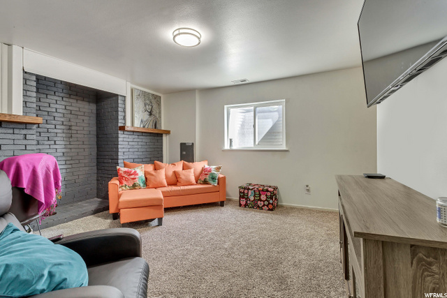 Family room in basement