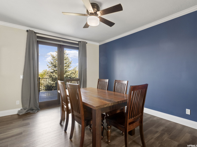 Formal dining area with access to the deck