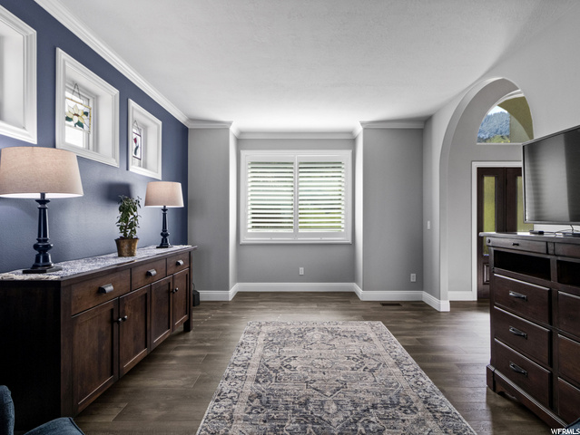 Formal living area features new flooring