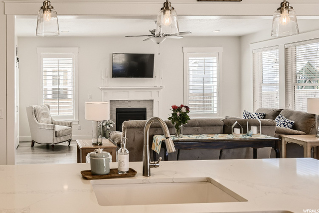 View from the kitchen into family room
