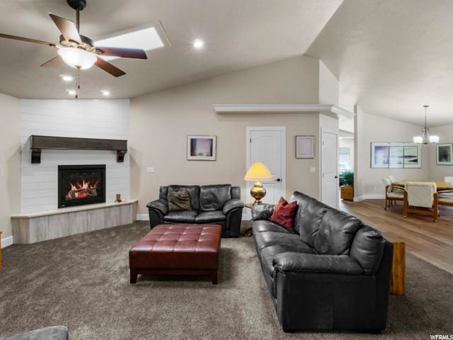 Gas Fireplace with Hearth, and Mantle.