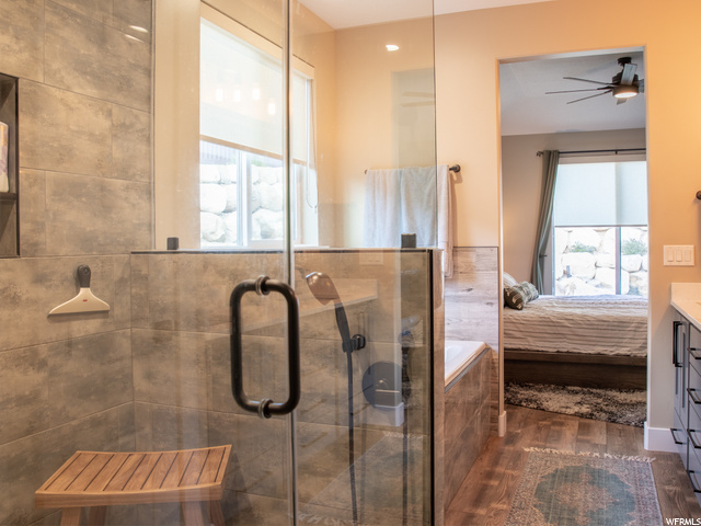Master shower with 3 shower heads!