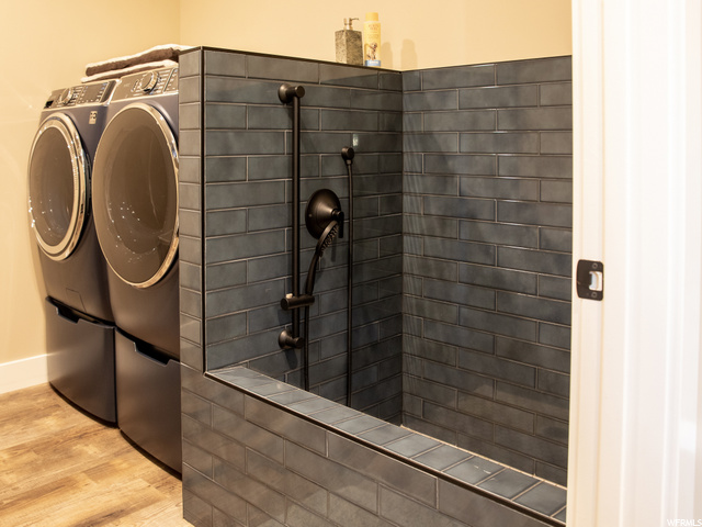 Custom dog shower in laundry room