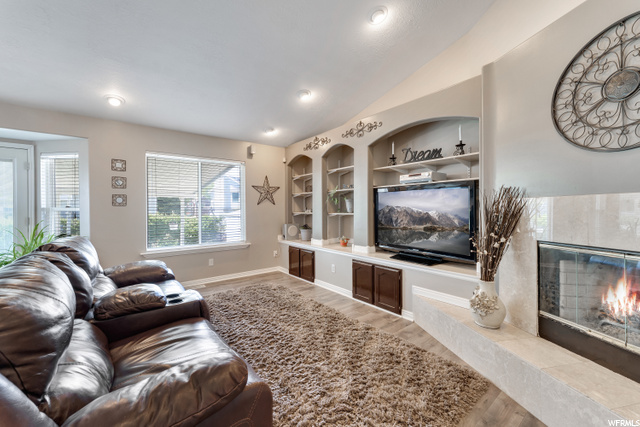 Fireplace & Custom Built-In Shelving!