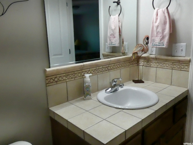 Tiled sinks throughout