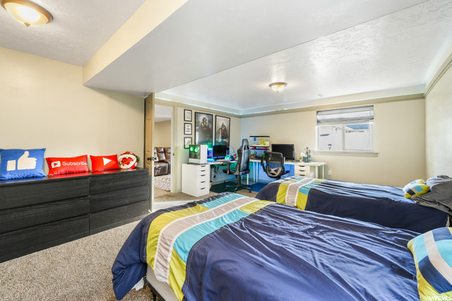 One of two bedrooms in basement