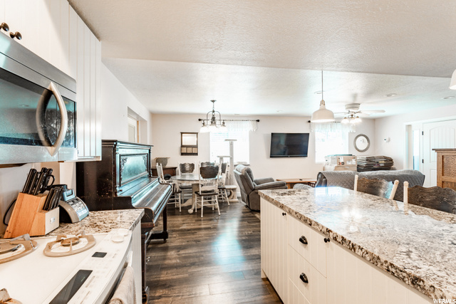 Great room off the kitchen in the apartment.