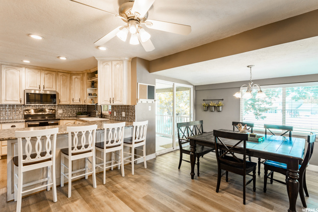 Large kitchen with spacious semi-formal dining are