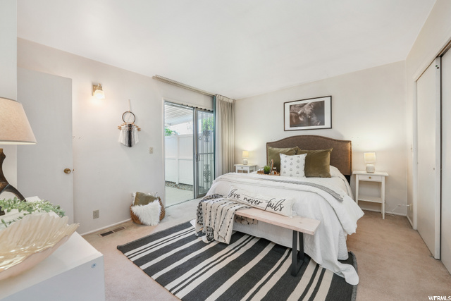 Master bedroom with sliding glass doors