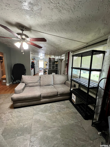 living room with kitchen view