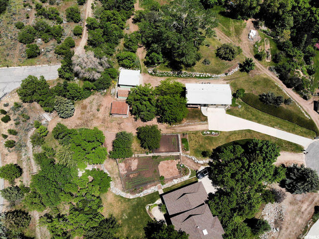 Overhead view of structures