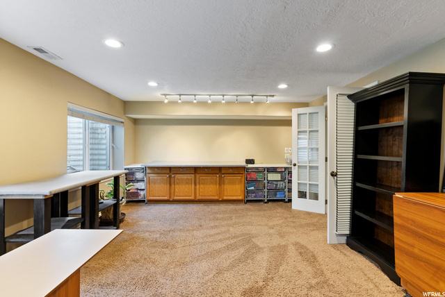 downstairs quilting room/ home theatre