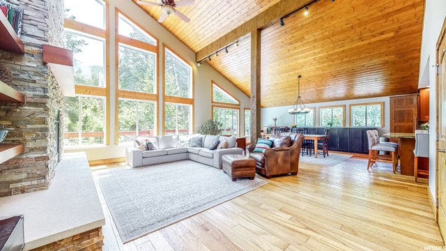 Living, dining, kitchen