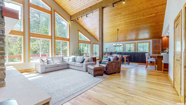 Living, dining, kitchen