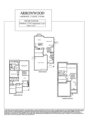 Arrowwood Floor Plan Rendering is ONLY for marketing purposes, verify with the Sellers Agent what options were chosen for this property.