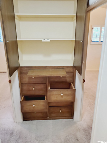built in cabinet & deep drawer, pull out table. Co