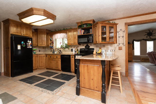 Kitchen with Custom Travertine