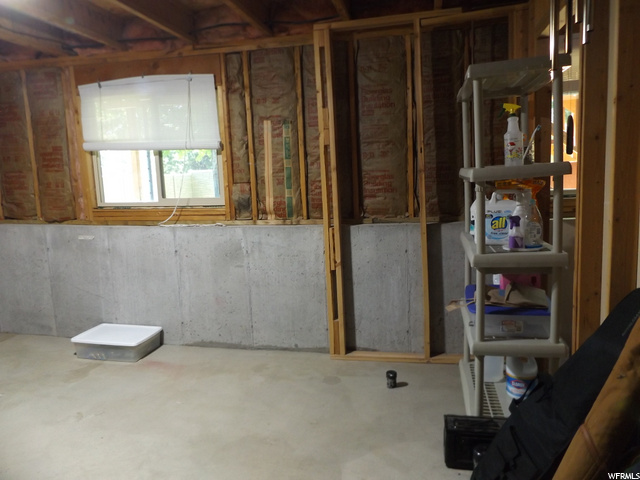 Plumbed for bathroom in unfinished basement area.