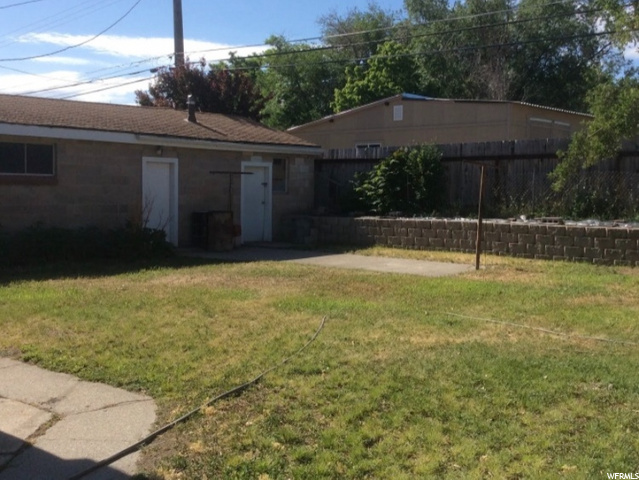 Back of cinderblock garage
