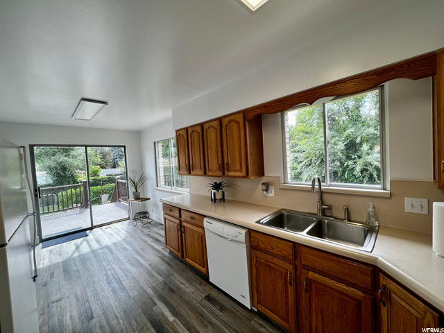 Kitchen Looking at New Deck off Back