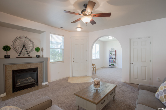Family room with fireplace