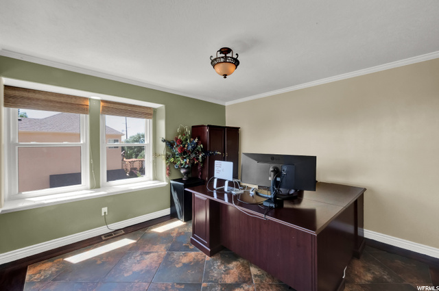 Main level office with french doors