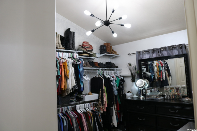 Bedroom being used as extra closet space