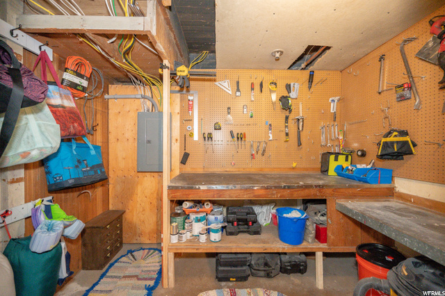 Basement Storage Bench Off Laundry
