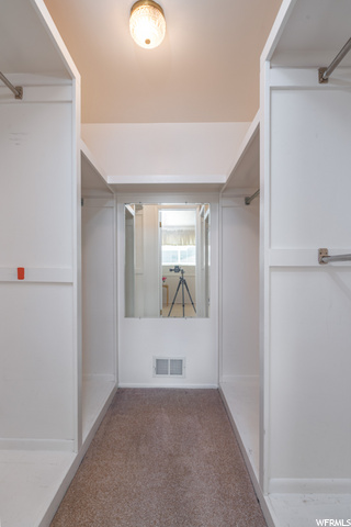 Walk-in closet in master bedroom