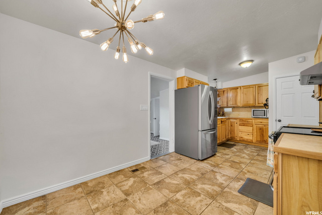 kitchen with updated light fixture