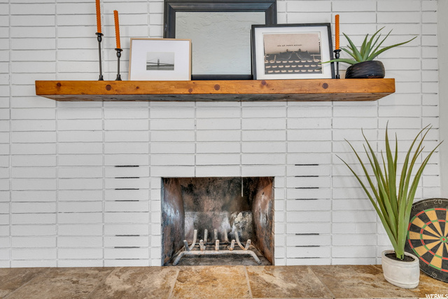 fireplace in dining room