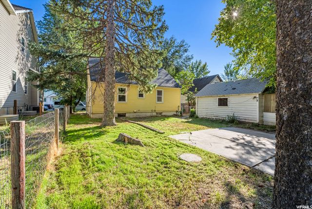 secluded yard with shed
