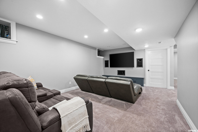 Basement family/theater room. Large tv and built i