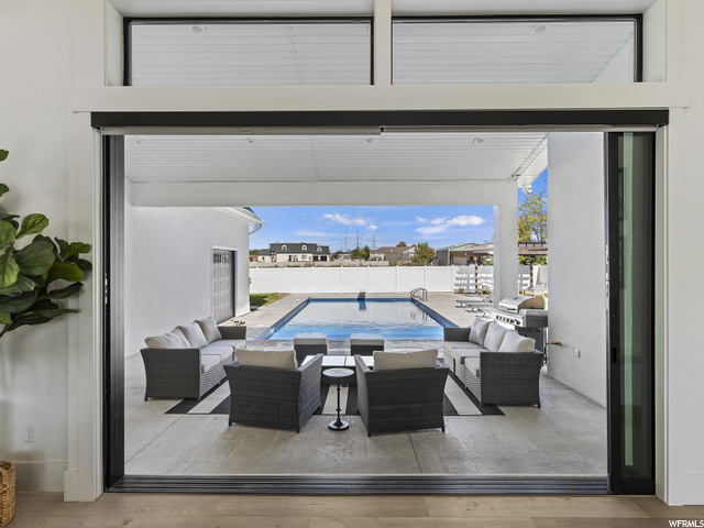 Back patio with sliding glass door
