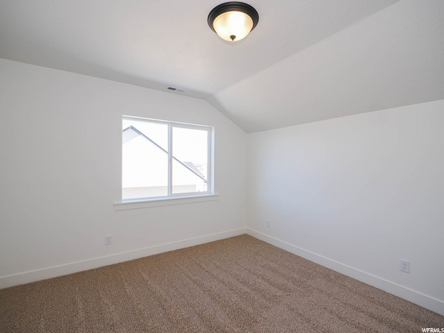 additional living space with natural light, carpet, and vaulted ceiling