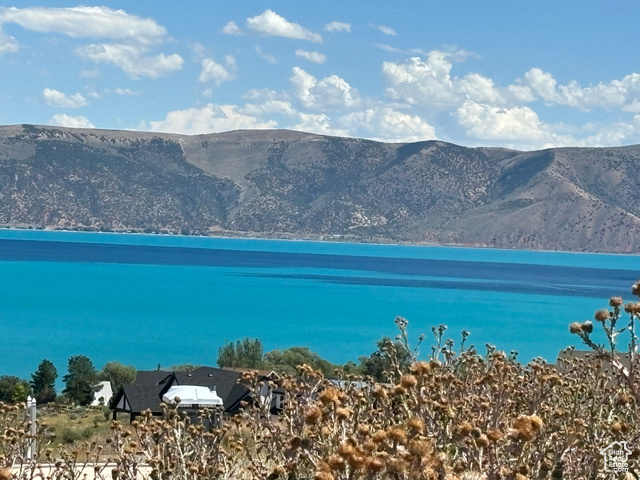 Water view with a mountain view